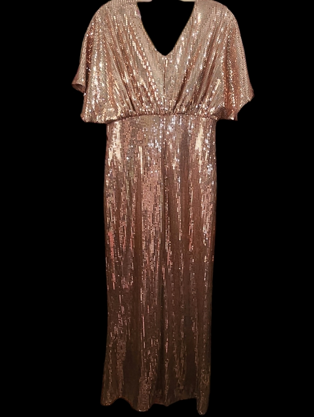 Alexa B Nites Sequin Wrap-Front Maxi Dress in Rose Gold Size 6 - Picture 2 of 6